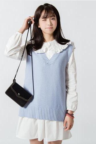 women's harajuku autumn knitted solid color V-neck sweaters cardigans
