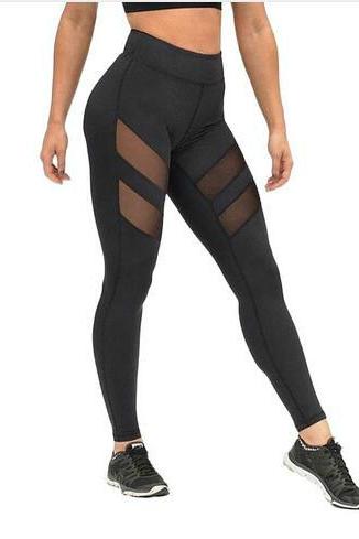harajuku mesh splice fitness slim black sport leggings running legging gym leggings
