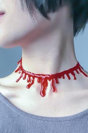 Halloween Blood Red Choker Necklace for women 