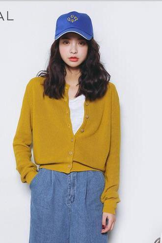 Korea style loose long sleeve women style knit cardigan coat