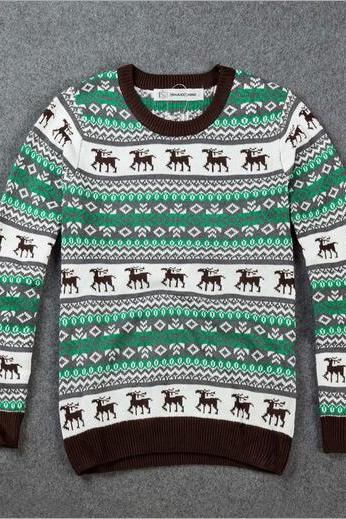 Chrismas deer reindeer knit sweater coat 