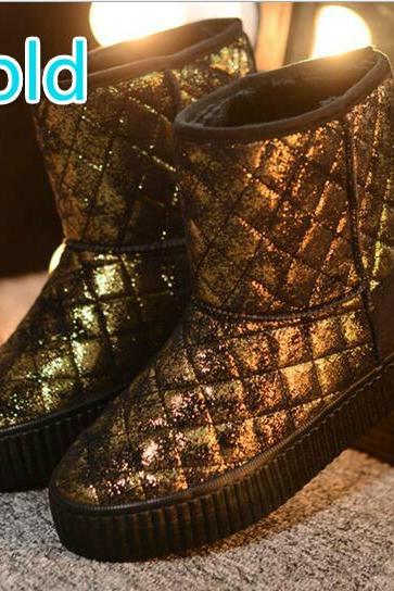 metal color snow boots