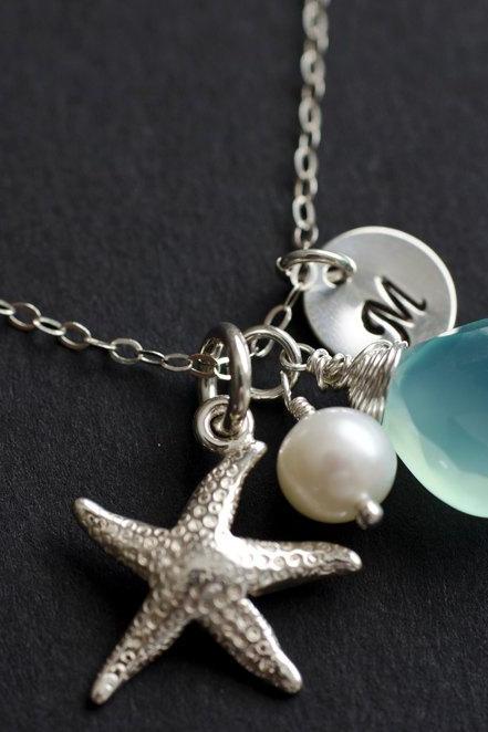 Silver Starfish Freshwater Pearl Necklace