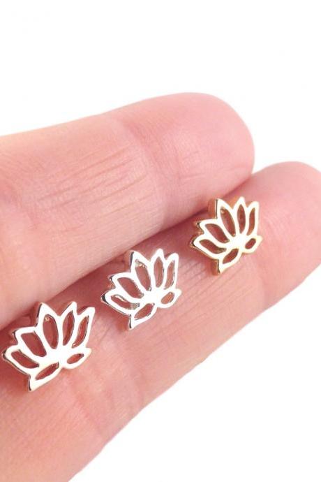 Tiny Lotus Flower Studded Earrings