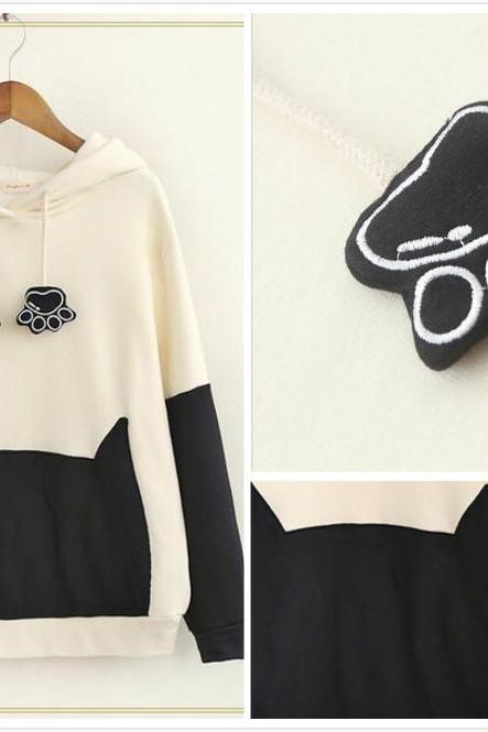 Free shipping Cartoon cat loose hooded sweater #449