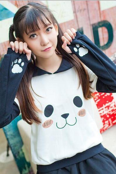 Free shipping cute sailor collar panda sweater #447