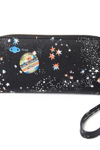 Free shipping cute star planet wallet #356
