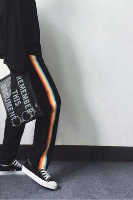 Harajuku rainbow Striped Jogger Pants #322
