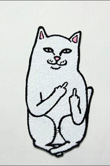 Free shipping one-finger salute cat brooch #386