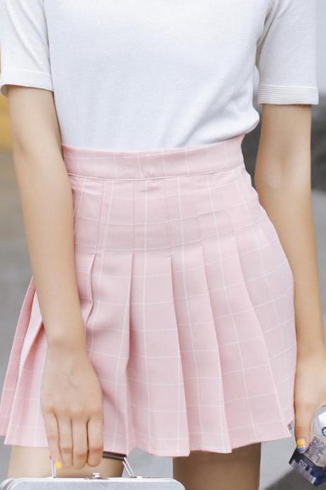 Pleated Tartan Midi Skirt