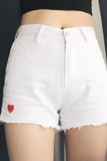 Lovely Heart Denim Shorts