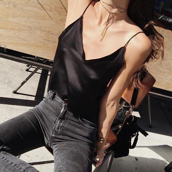 satin plunge top