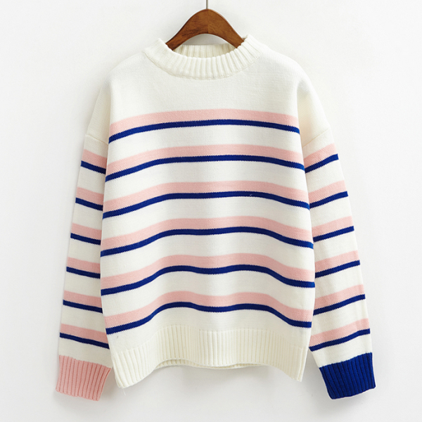 Harajuku Striped Knitted Sweater on Luulla