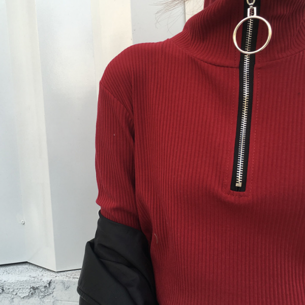 o ring zipper sweater