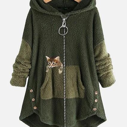 Women's Plus Size Teddy Coat Animal Christmas Causal Long Sleeve V Wire Regular Fall Winter coat