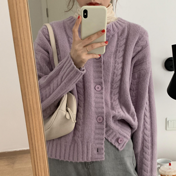 2022 New Furry Twist Sweater/Solid Color Women's Sweater/Loose Crewneck Thermal Knit Sweater