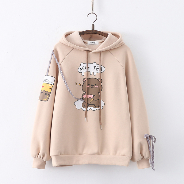 Free shipping cute bear hoodie sweater coat 