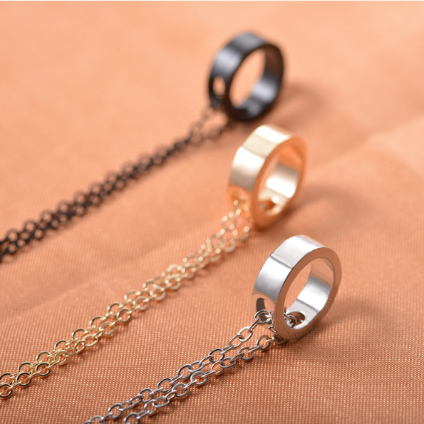 Simple metal circle ring geometric necklace