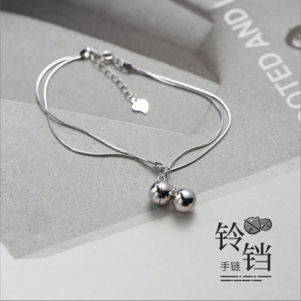 Harajuku style women's double-layer bell bracelet