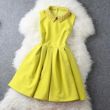 Yellow Dress With Pearl Be..