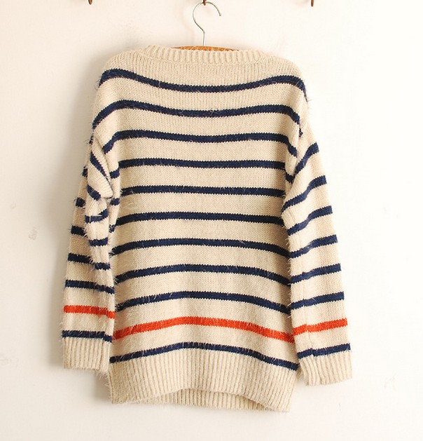 Blue Pullover Navy Anchor Stripe Mohair Sweater on Luulla