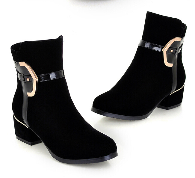 Patent Leather Boots Matte Stitching on Luulla