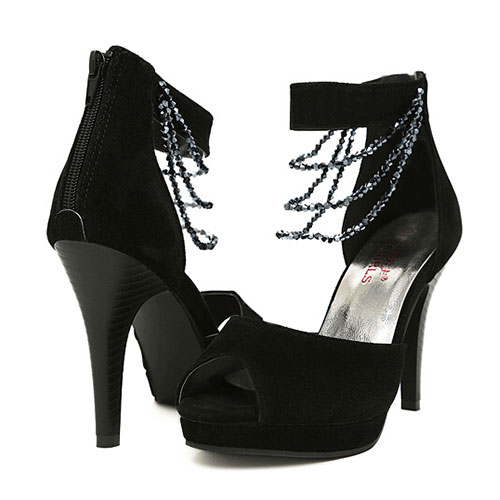 Beaded Ankle Strap High Stiletto Heel PeepToe Sandal on Luulla