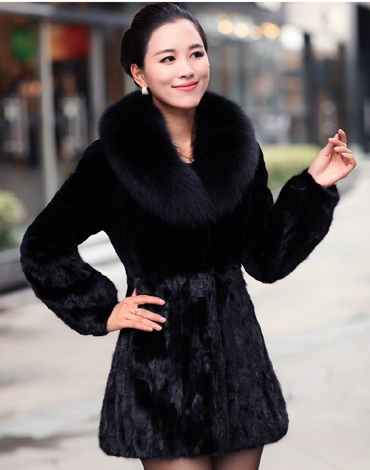 2014 Winter Coat Women Imitation Rabbit Fur Black Bold Coat Faux Fox ...