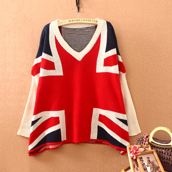British Flag Sweater Loose Sweater Coat On Luulla