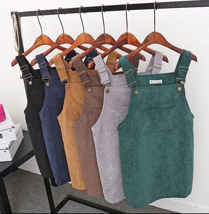 Corduroy Strap Dress Skirt YL83 on Luulla